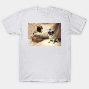 Pug Dog Grammaphone T-Shirt